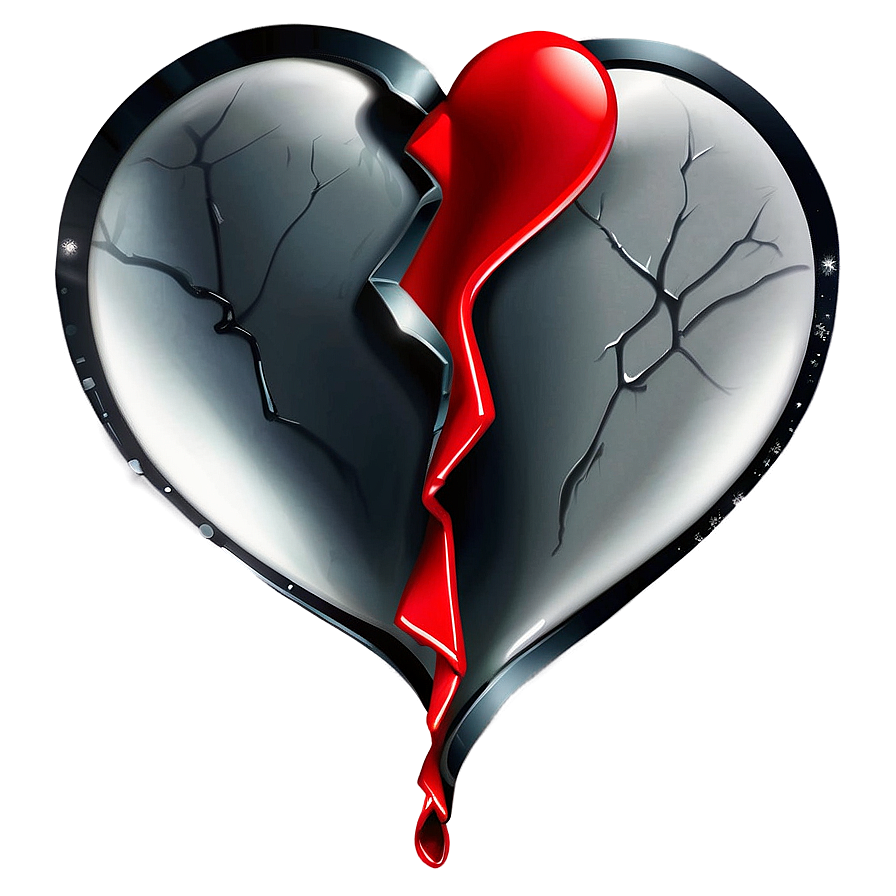 Black Broken Heart Tattoo Design Png 06252024