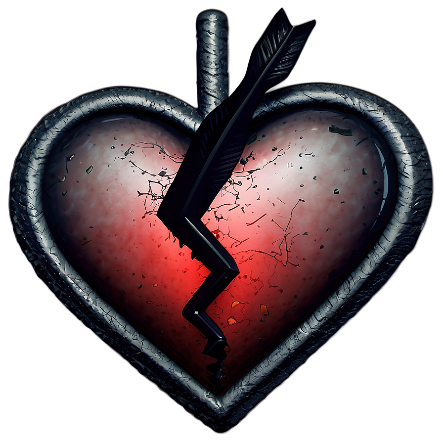 Black Broken Heart With Arrow Png 06252024