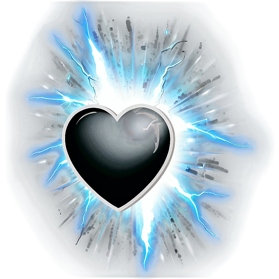 Black Broken Heart With Lightning Png 06252024