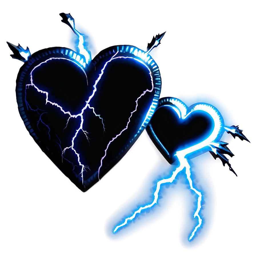 Black Broken Heart With Lightning Png 06252024