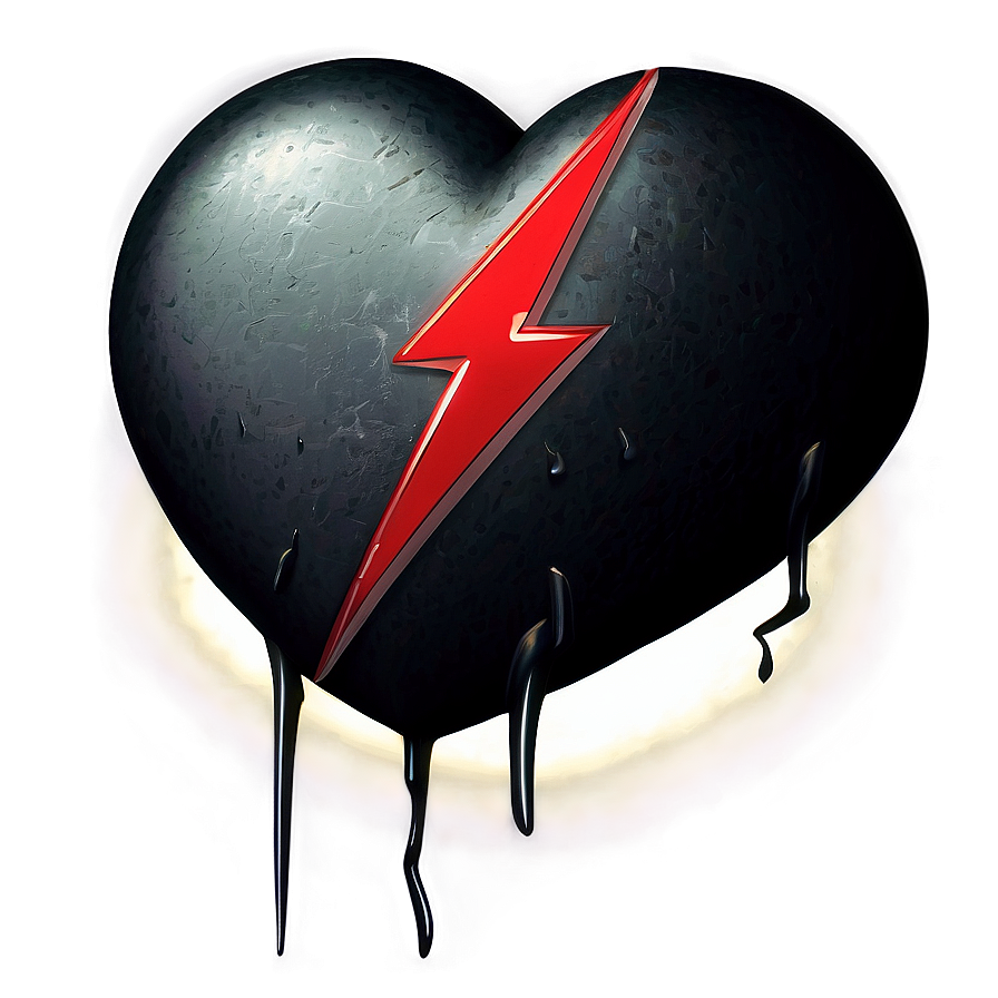 Black Broken Heart With Lightning Png Aai43