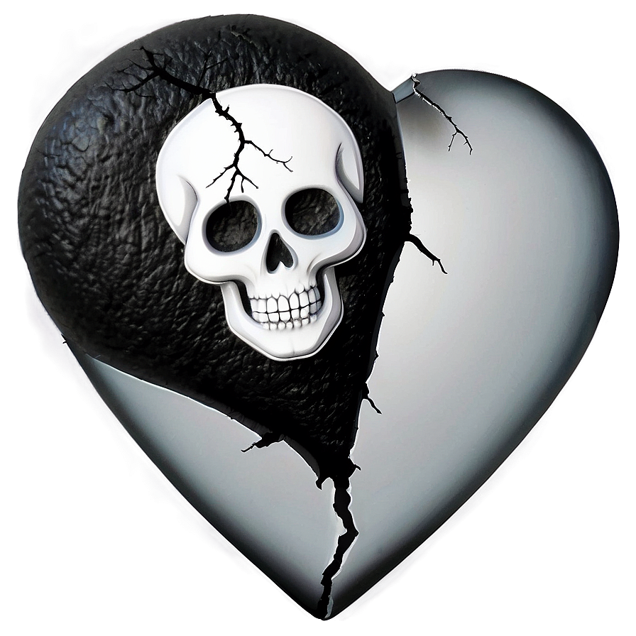 Black Broken Heart With Skull Png Yfh