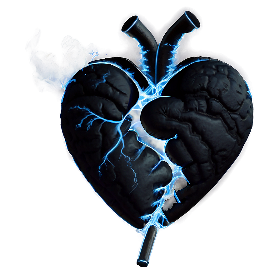 Black Broken Heart With Smoke Png 40