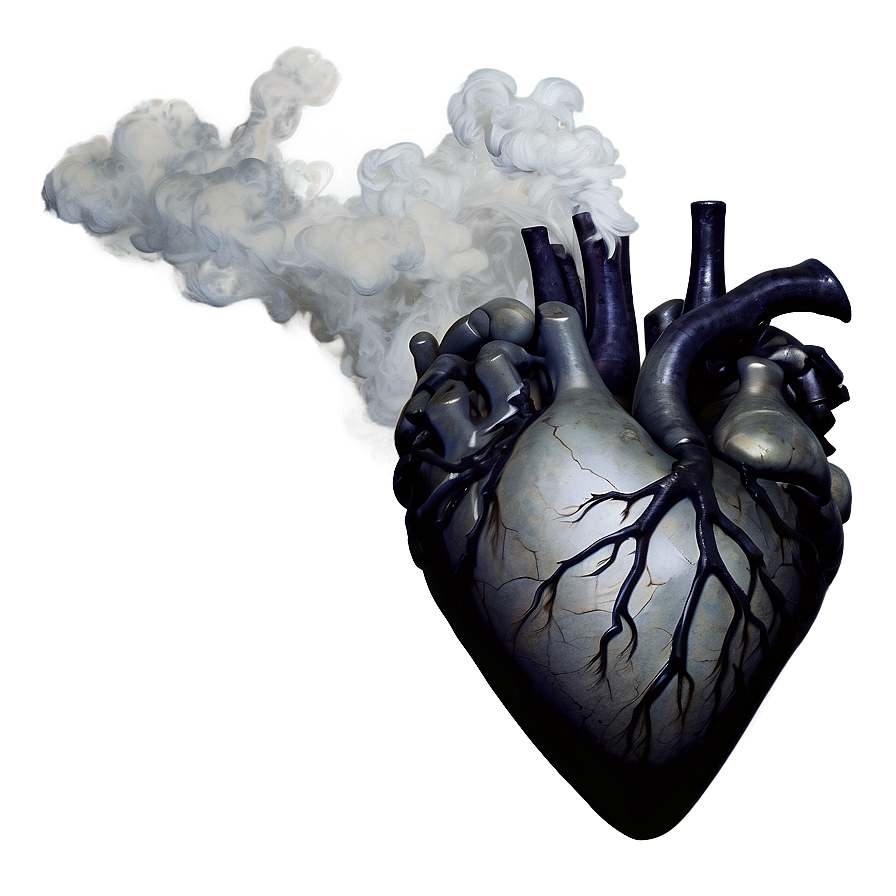 Black Broken Heart With Smoke Png Dkd