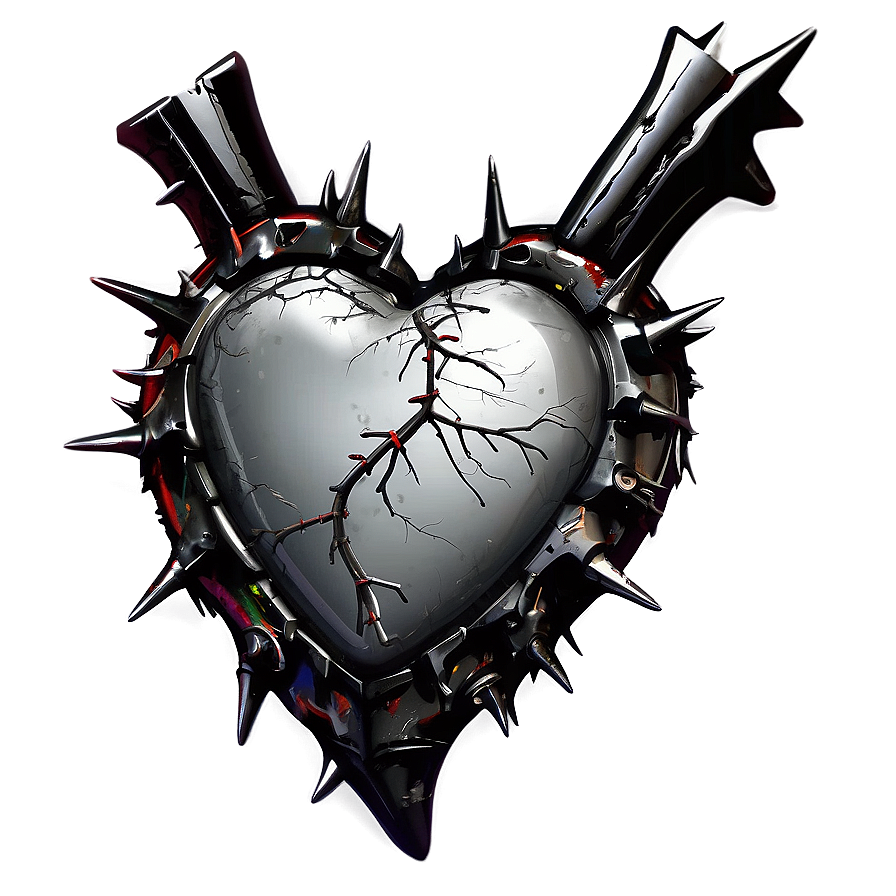 Black Broken Heart With Thorns Png Kdq70