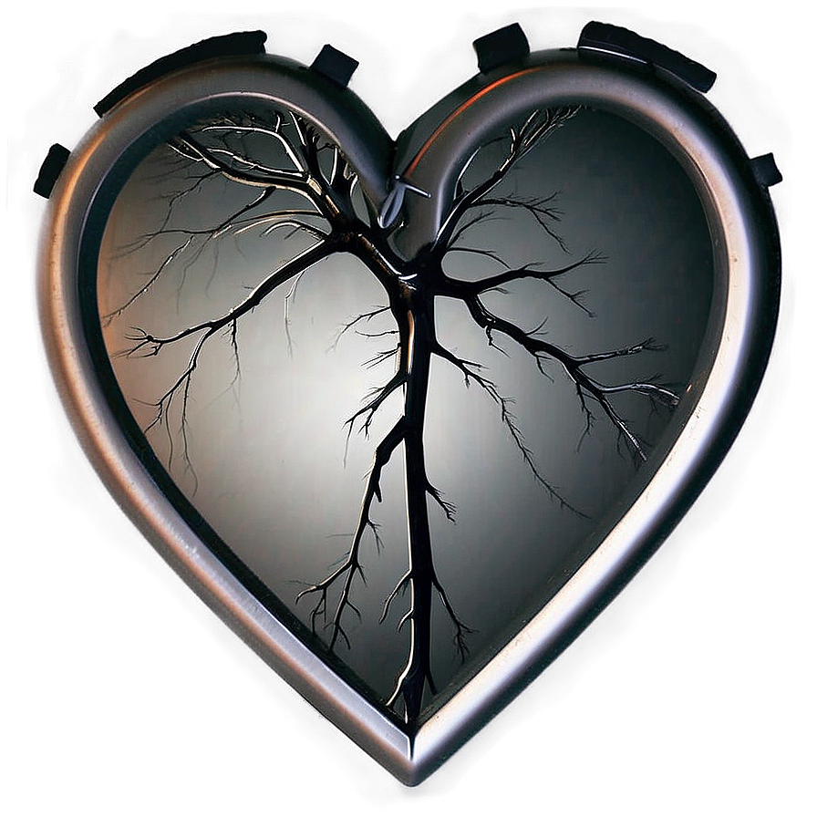 Black Broken Heart With Veins Png 06252024