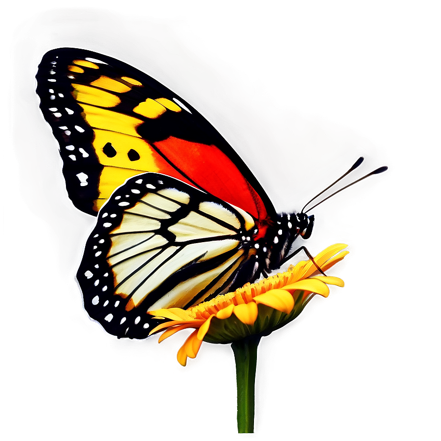 Black Butterfly On Flower Png 06252024