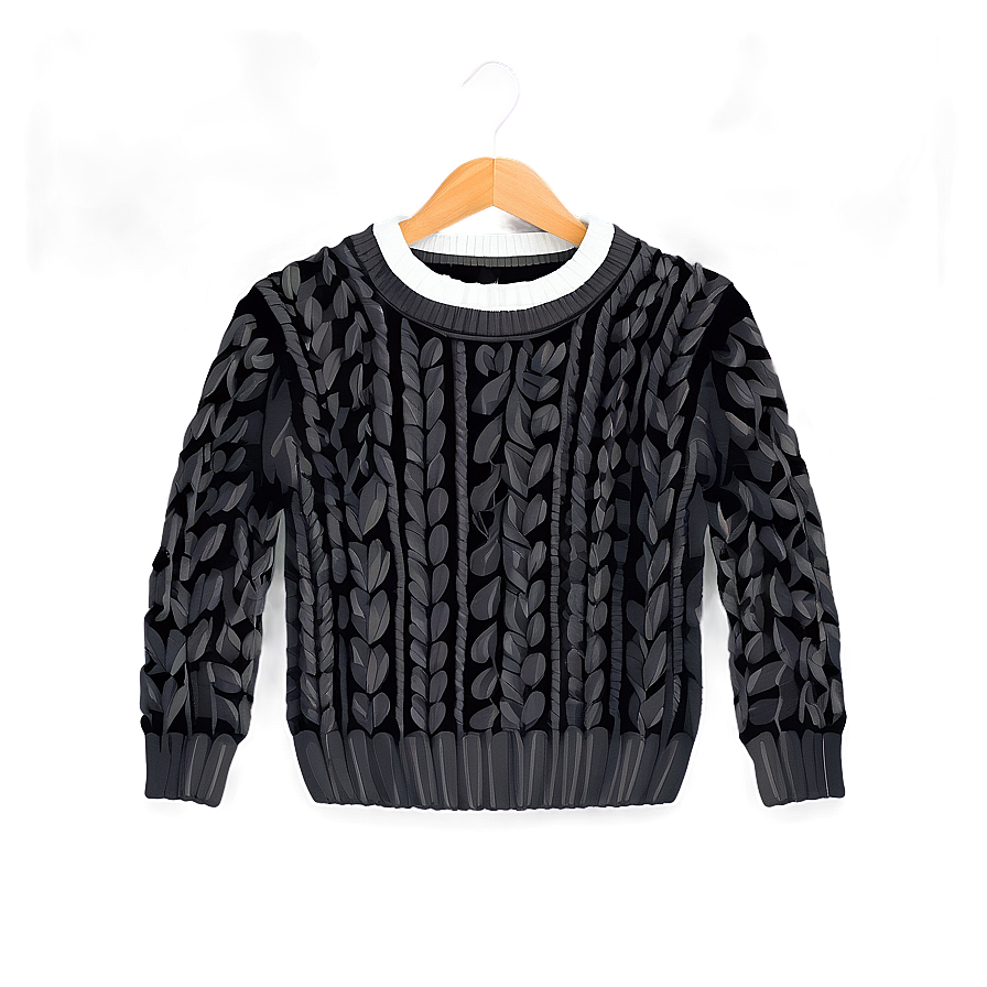 Black Cable Knit Sweater Png Fuu