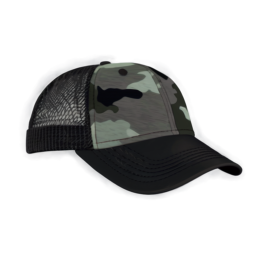 Black Camo Trucker Hat Png 06282024