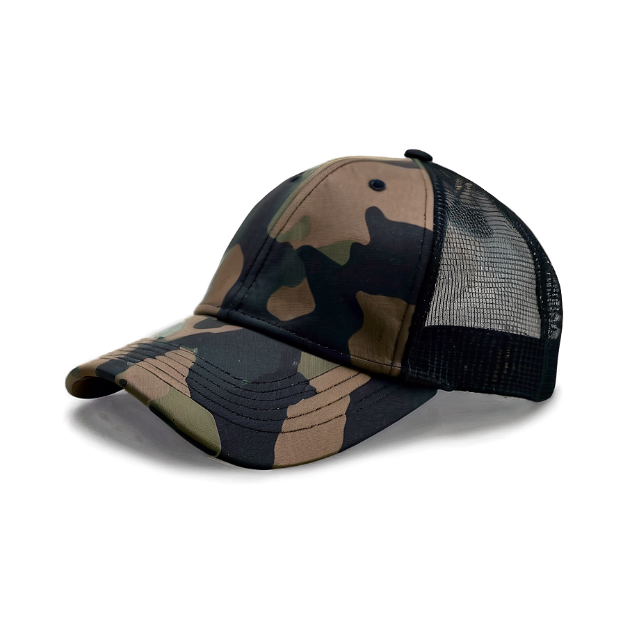 Black Camo Trucker Hat Png 06282024