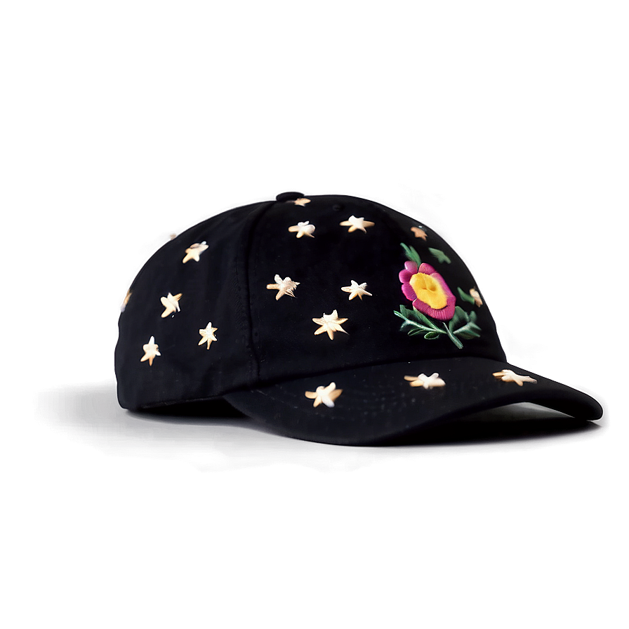 Black Cap With Embroidery Png 59