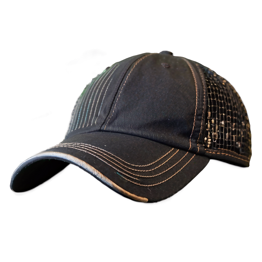 Black Cap With Mesh Panels Png 06122024