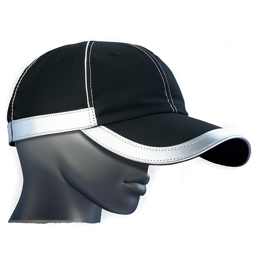 Black Cap With Reflective Details Png Rft