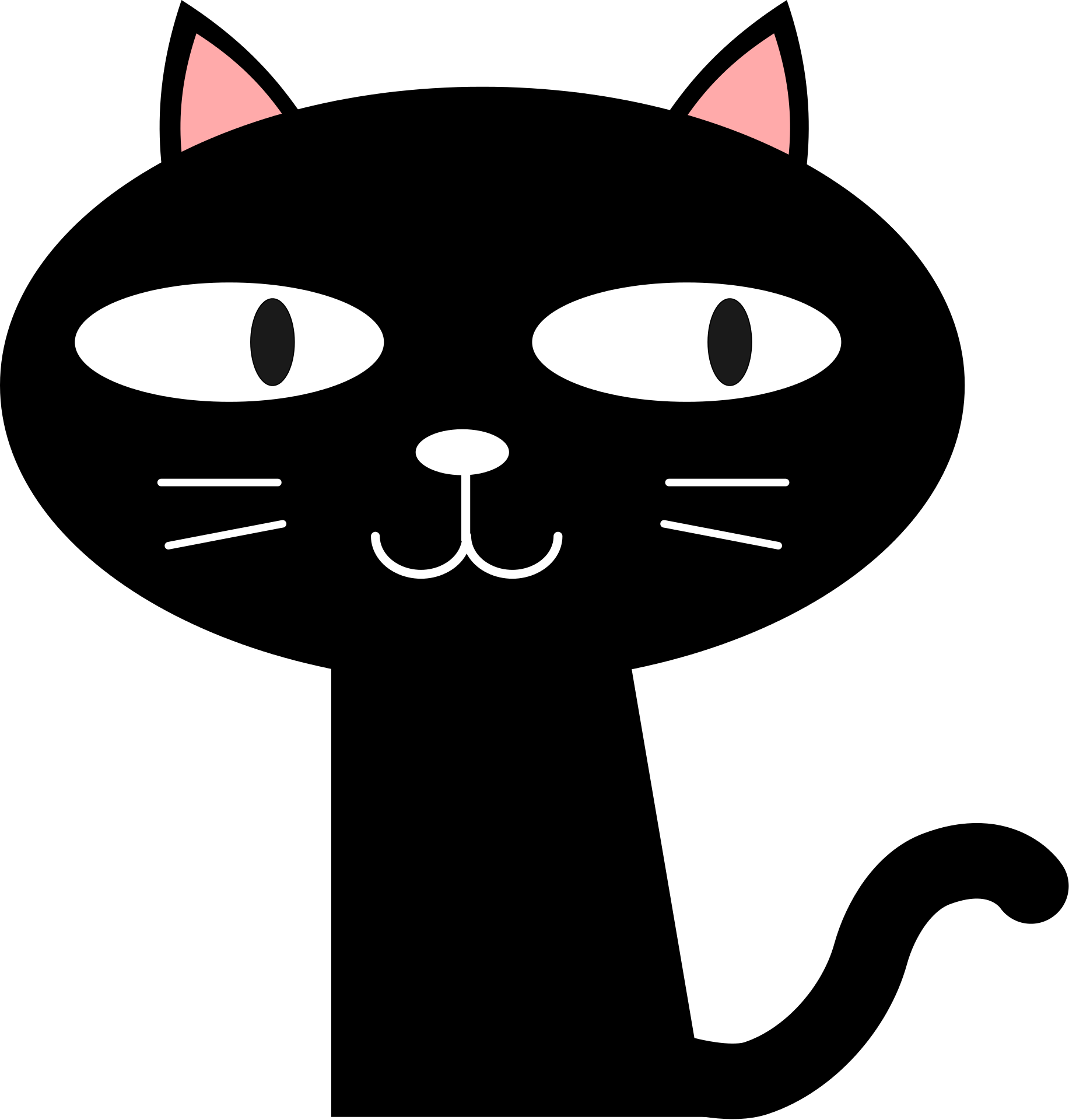 Black Cartoon Cat Smiling