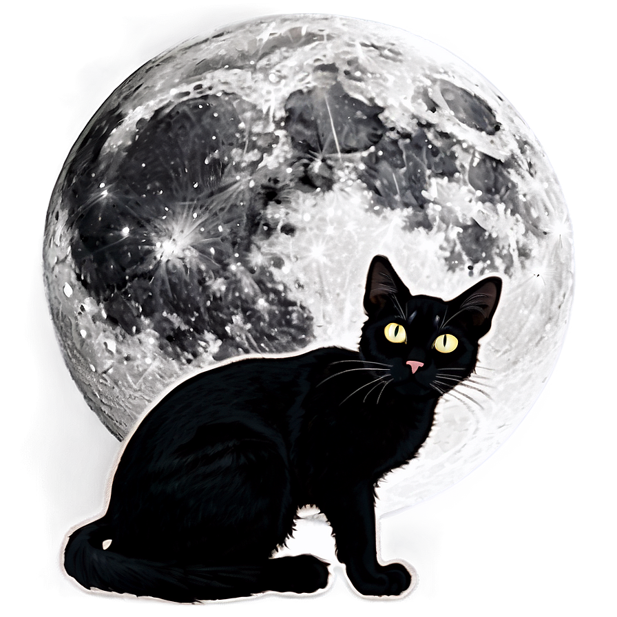 Black Cat And Full Moon Png 05232024