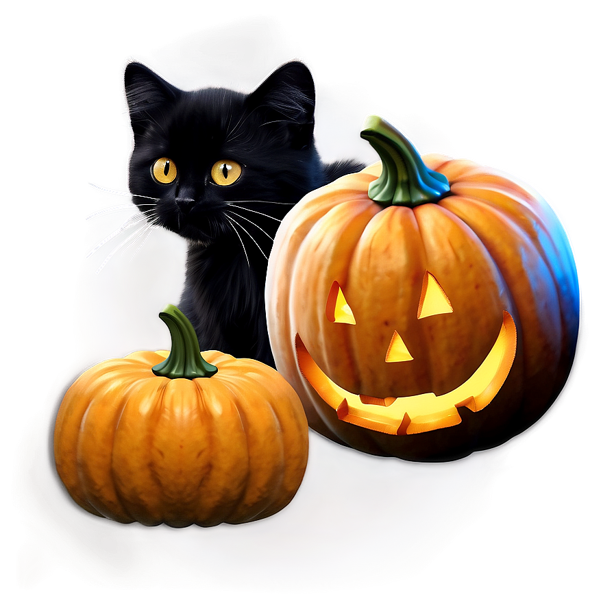 Black Cat And Pumpkin Png Nih