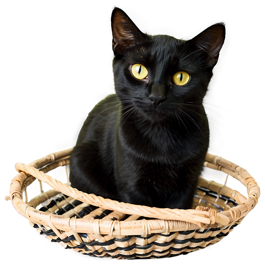 Black Cat In Basket Png 05232024