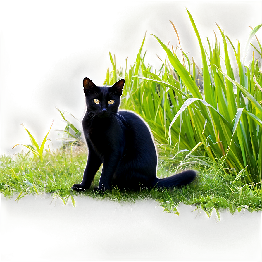 Black Cat In Grass Png 05232024