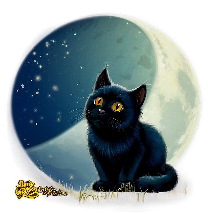 Black Cat In Moonlight Png Xps