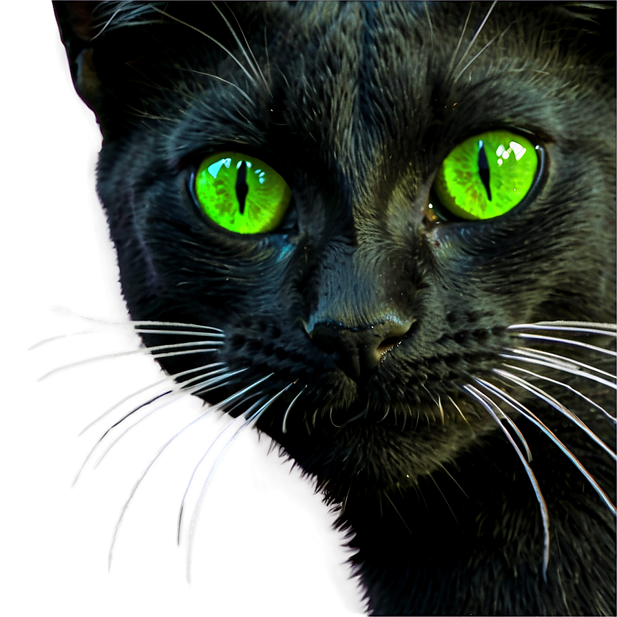 Black Cat With Green Eyes Png 05232024