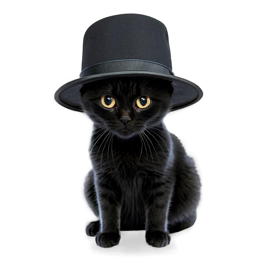 Black Cat With Hat Png 05232024