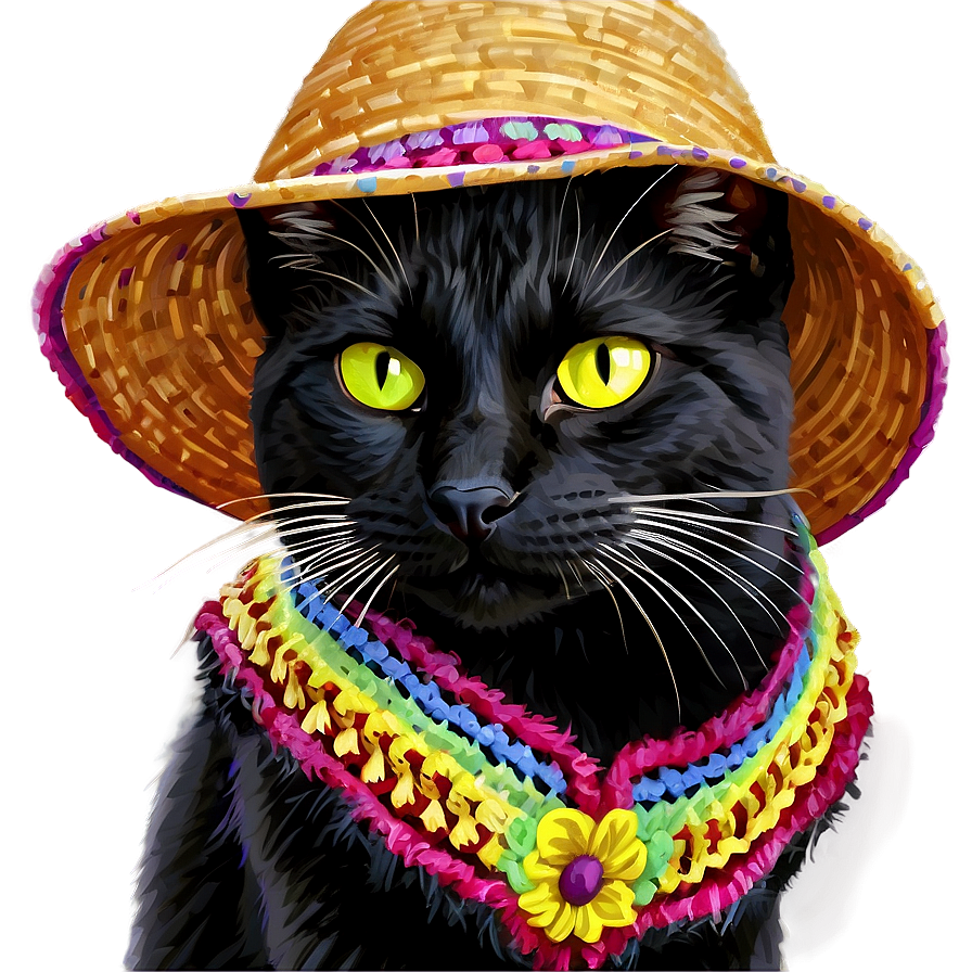 Black Cat With Hat Png 77