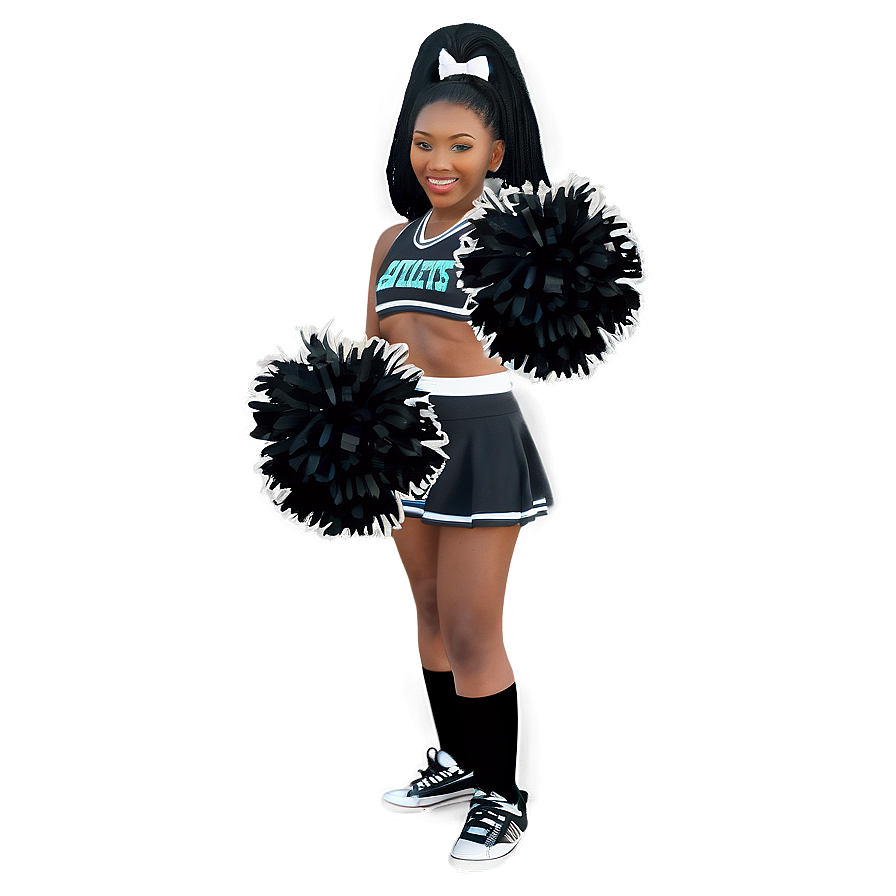 Black Cheer Pom Poms Png 06282024