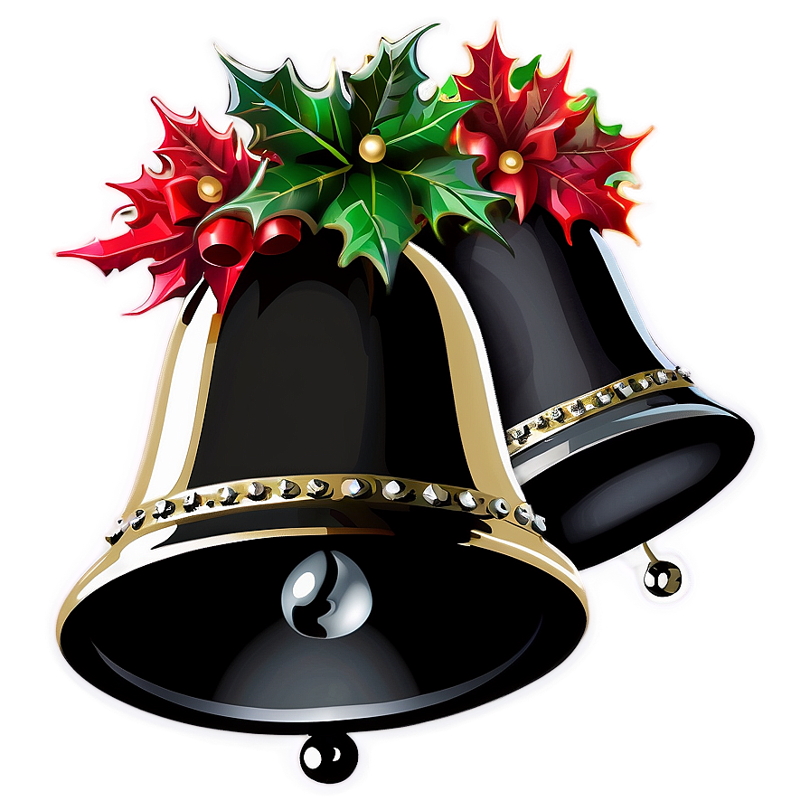 Black Christmas Bells Png 06122024