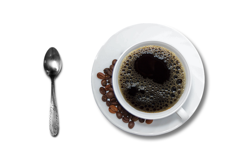 Black Coffee Beans Spoon Top View