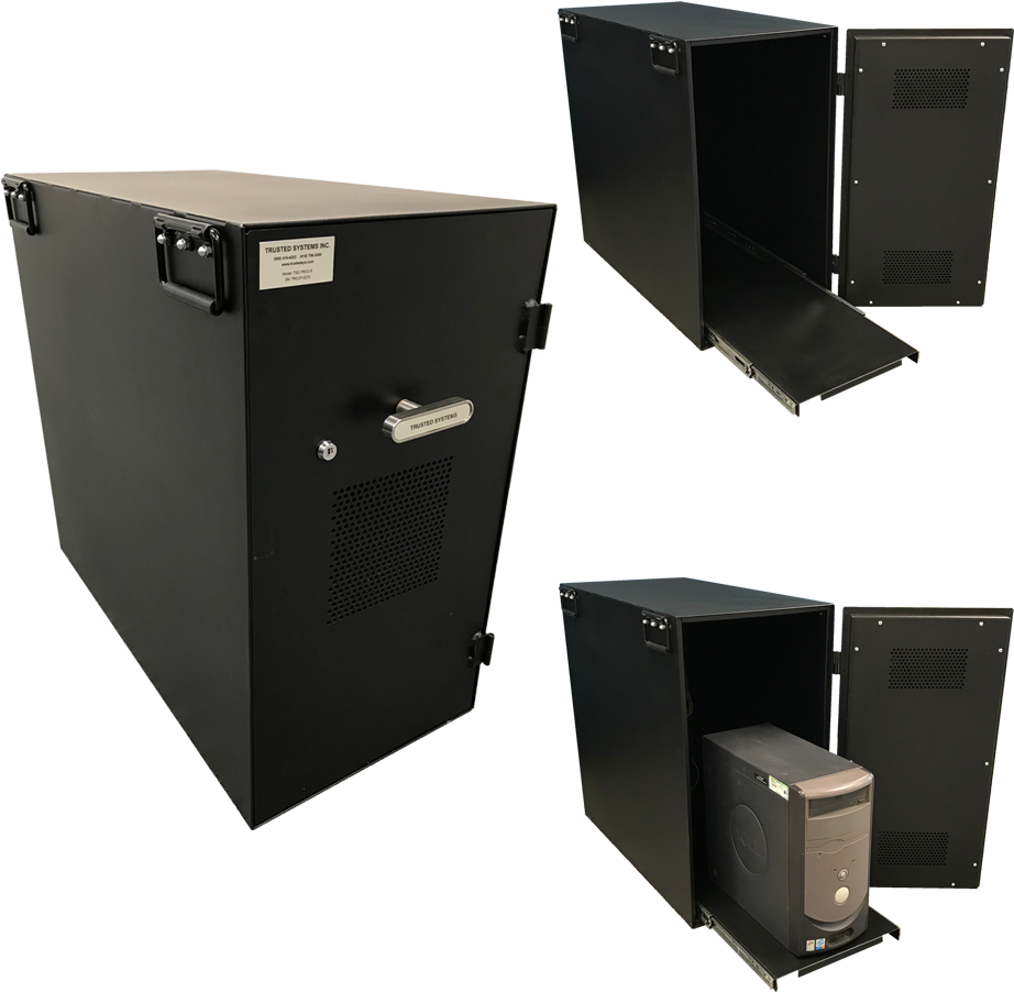 Black Computer Tower Storage Cabinet Multiple Views