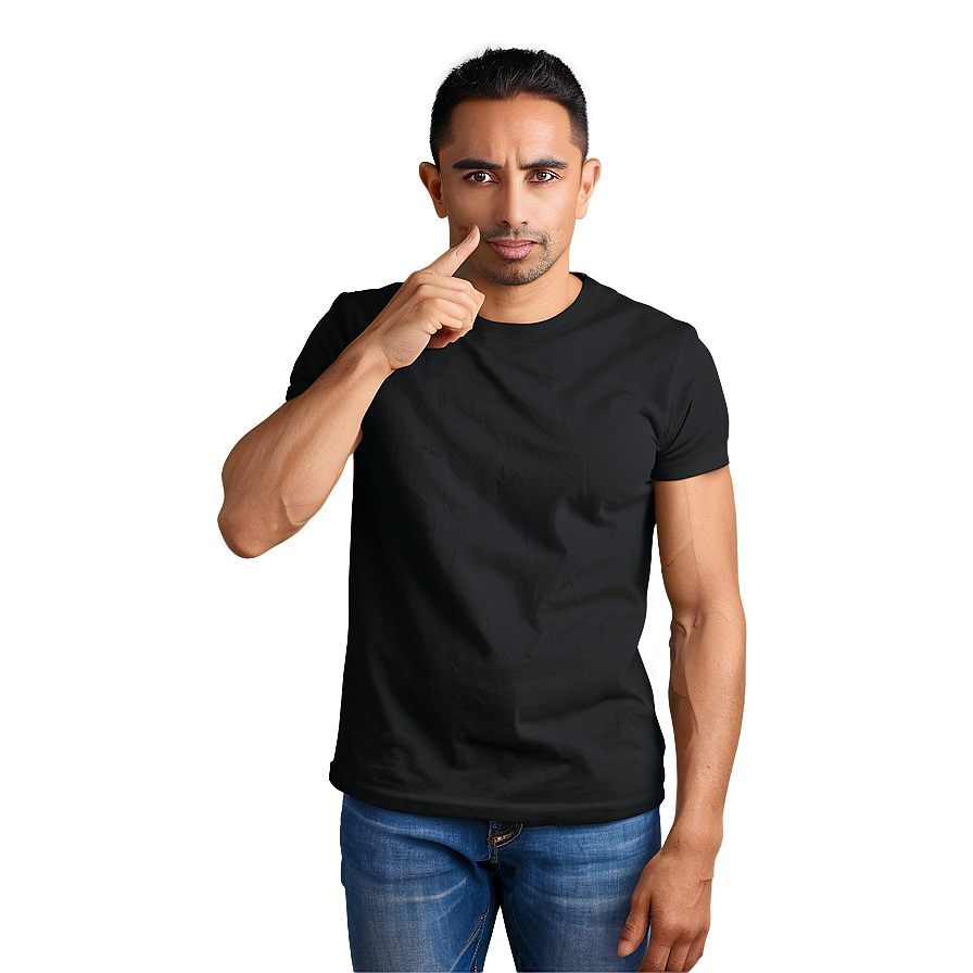 Black Cotton T Shirt Png 05252024