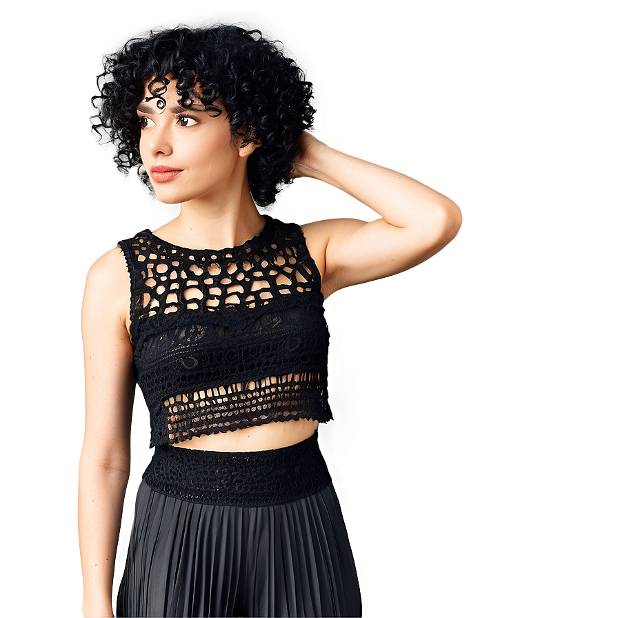 Black Crochet Crop Top Png Tur