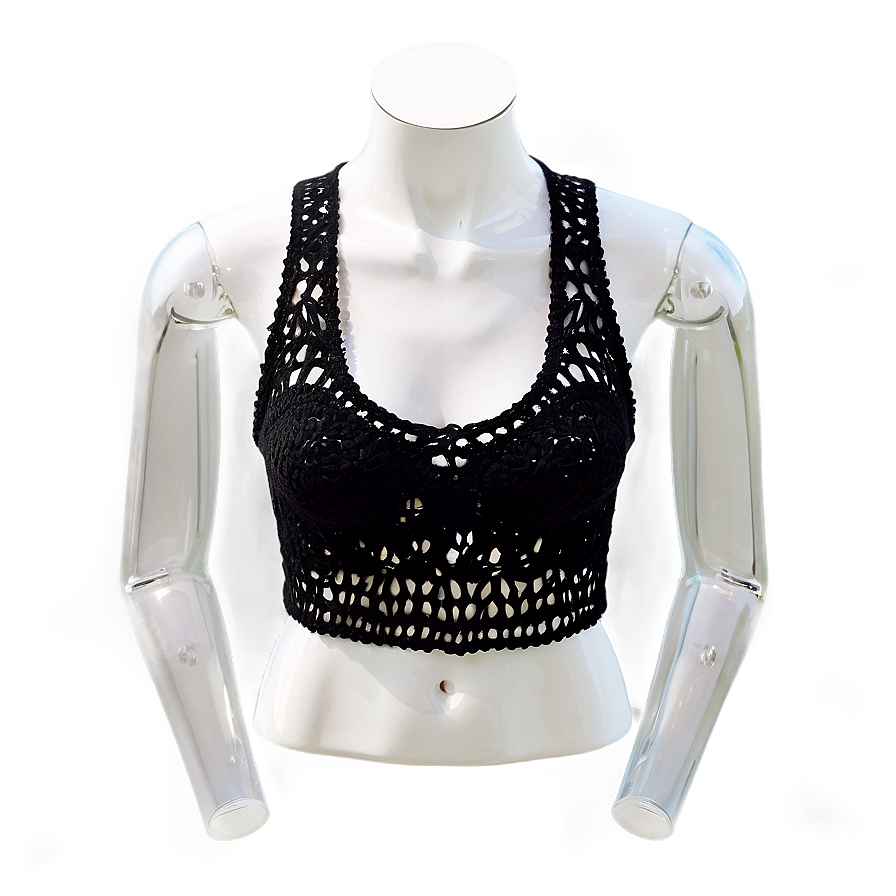 Black Crochet Crop Top Png Xpv74