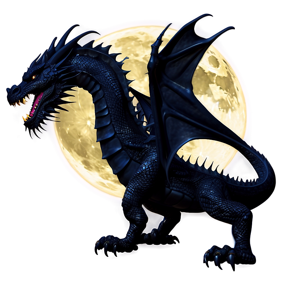 Black Dragon And Full Moon Png 06252024