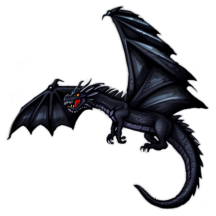 Black Dragon In Flight Png 06252024