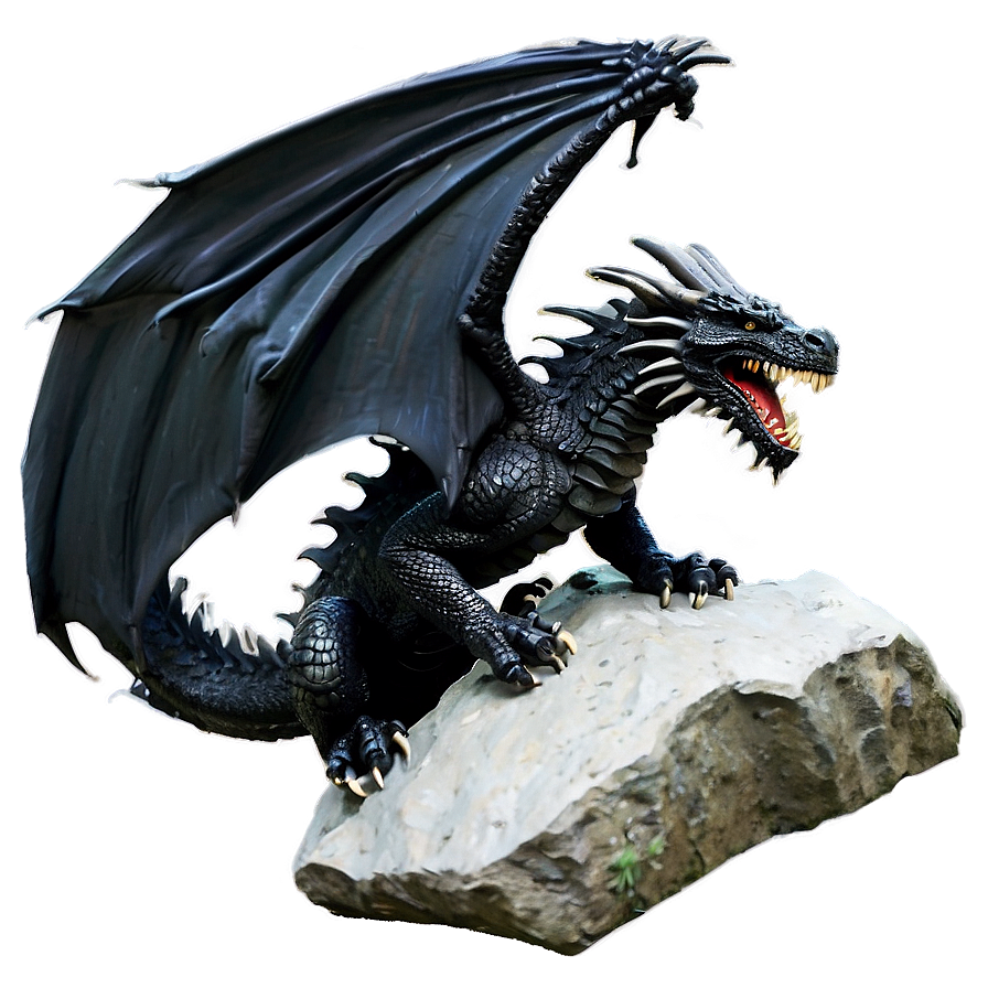 Black Dragon On Mountain Peak Png 22