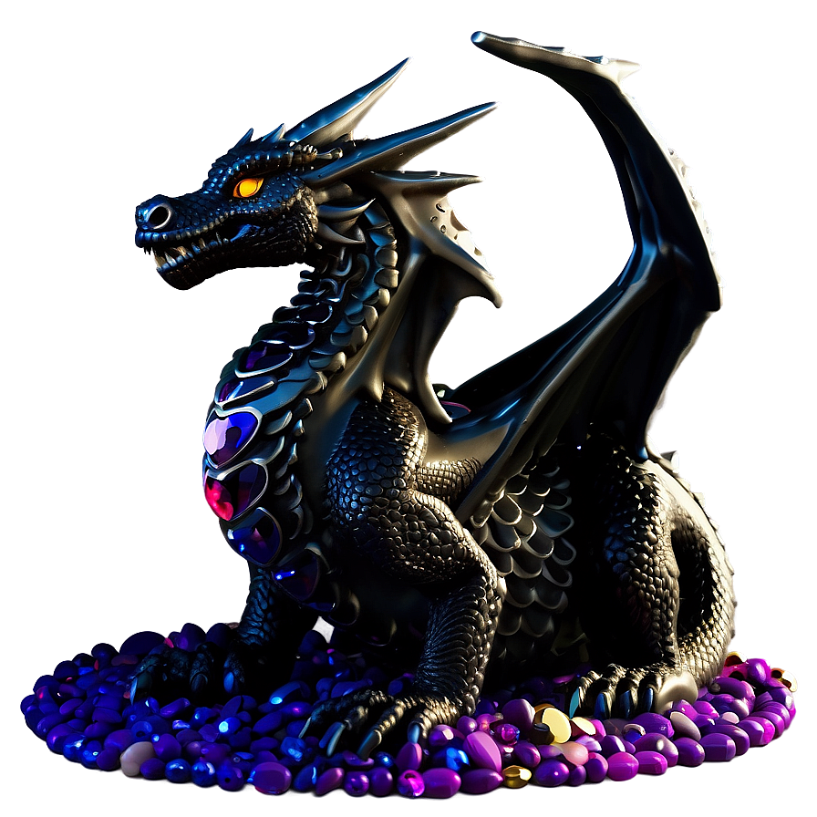 Black Dragon With Gemstones Png Ucb15