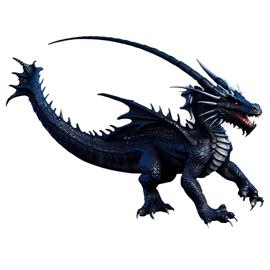 Black Dragon With Warrior Rider Png Bkm68