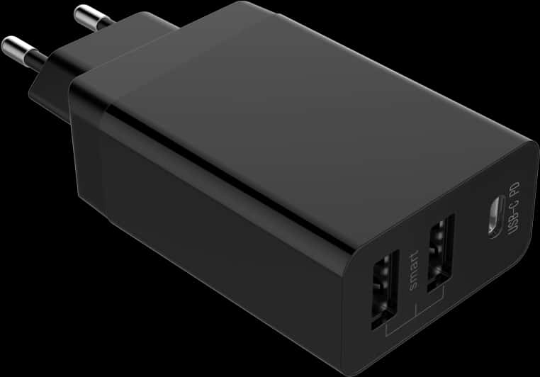 Black Dual Port U S B Charger