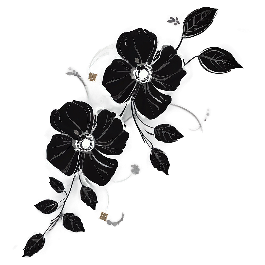 Black Floral Design Png Hch85