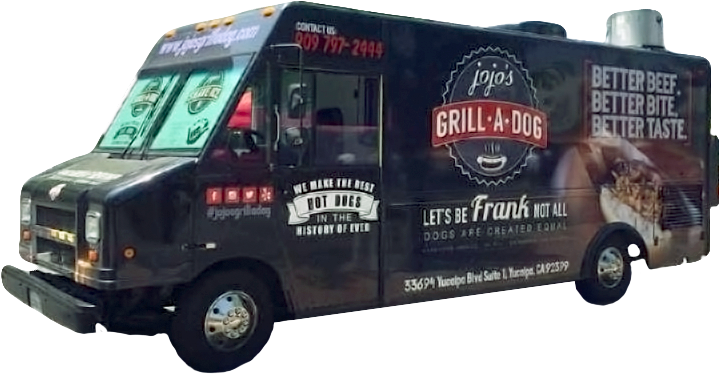 Black Food Truck Grill A Dog