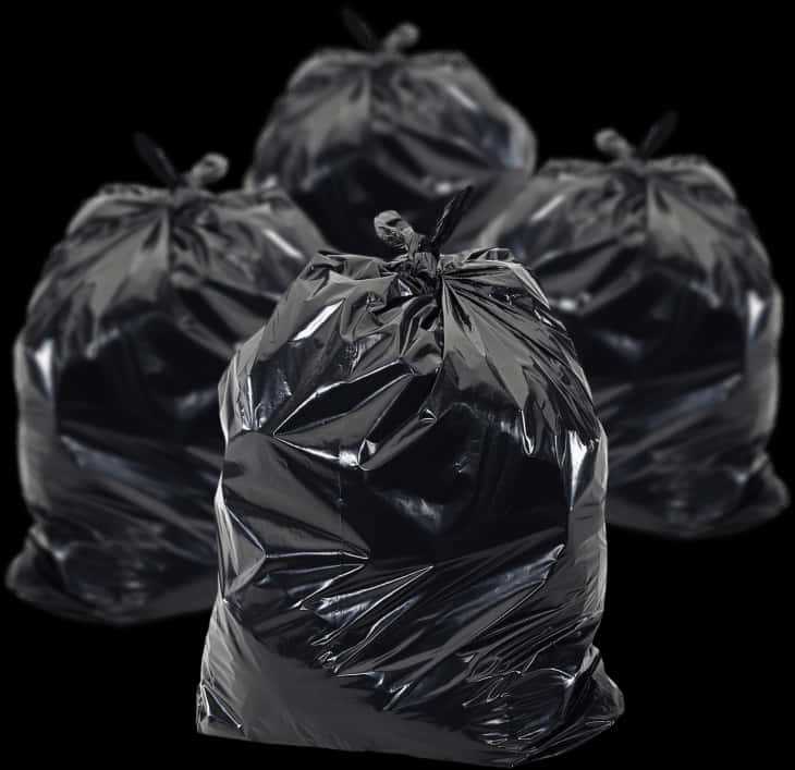 Black Garbage Bagson Dark Background