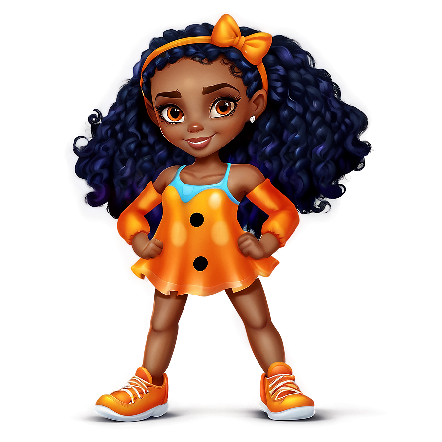 Black Girl Cartoon In Halloween Costume Png 96