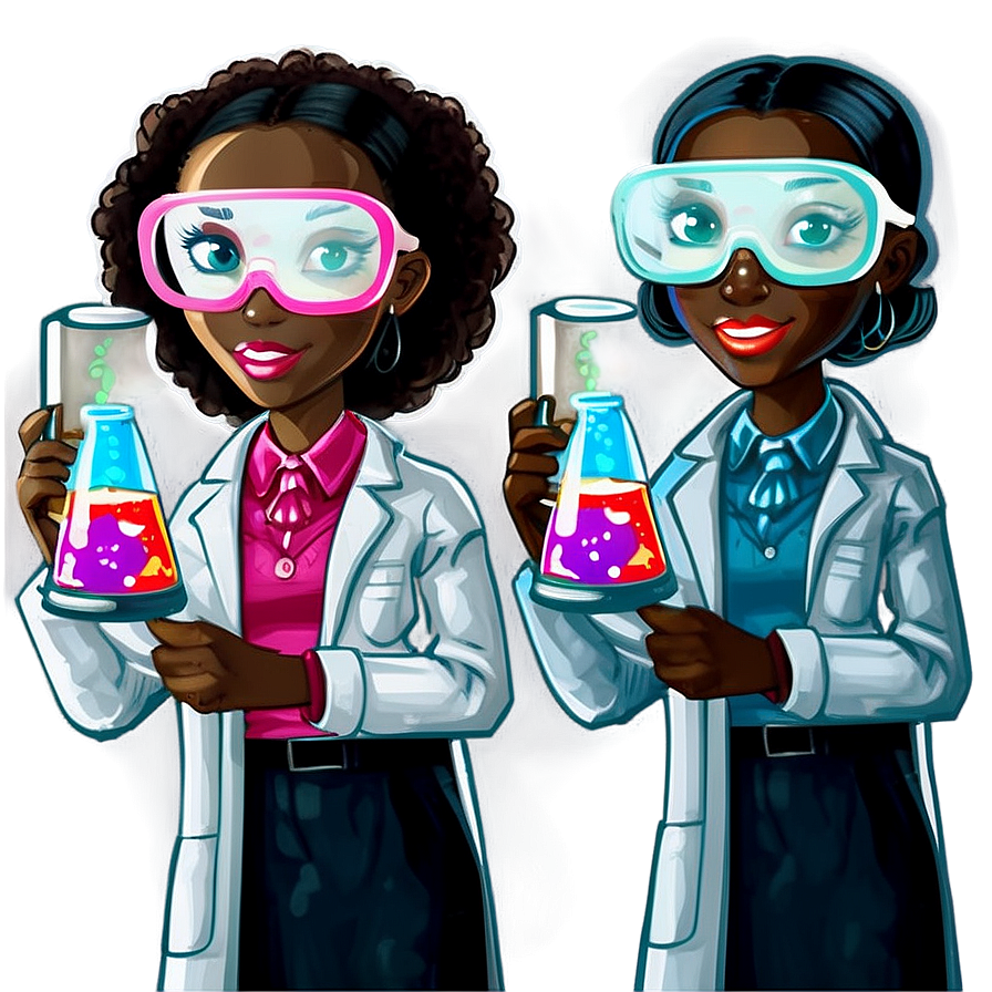 Black Girl Cartoon In Science Lab Png Fqr