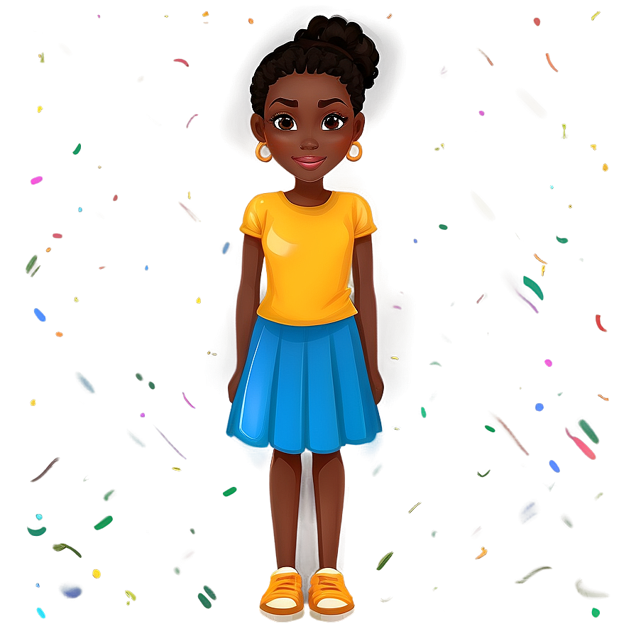 Black Girl Cartoon In Summer Dress Png 21