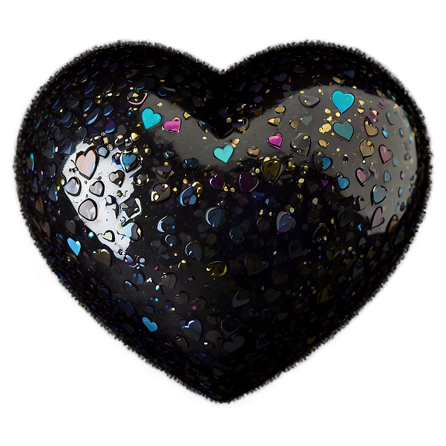 Black Glitter Heart Png 06272024