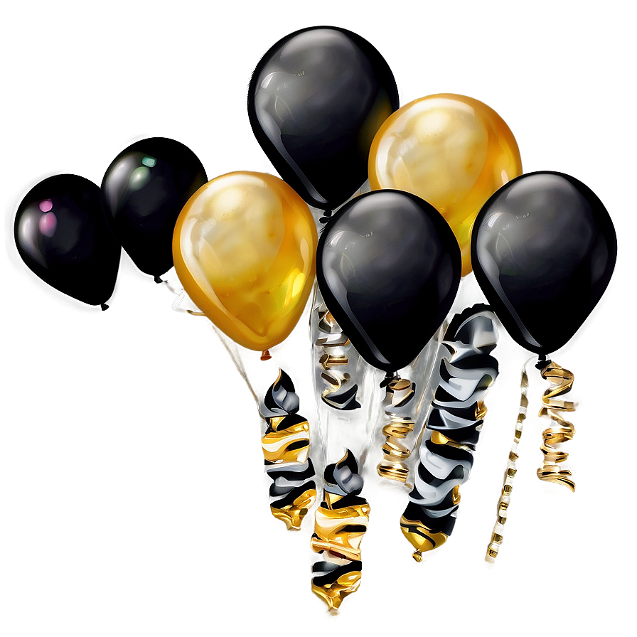 Black Gold Anniversary Balloons Png 82