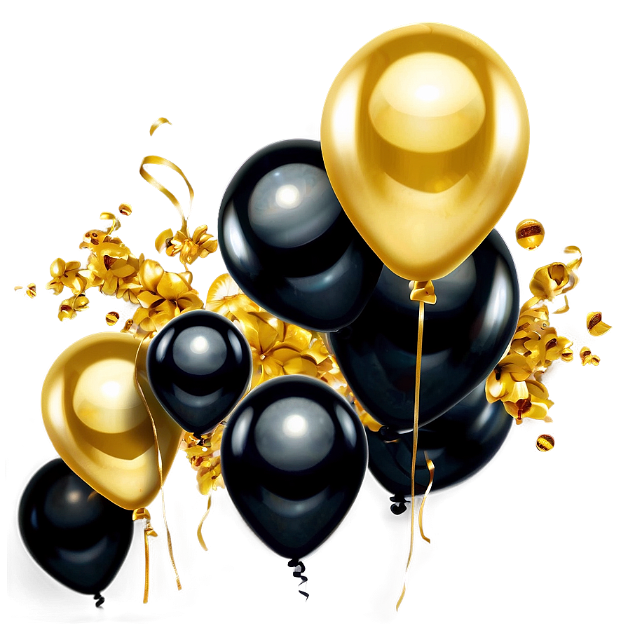 Black Gold Balloon Backdrop Png 11