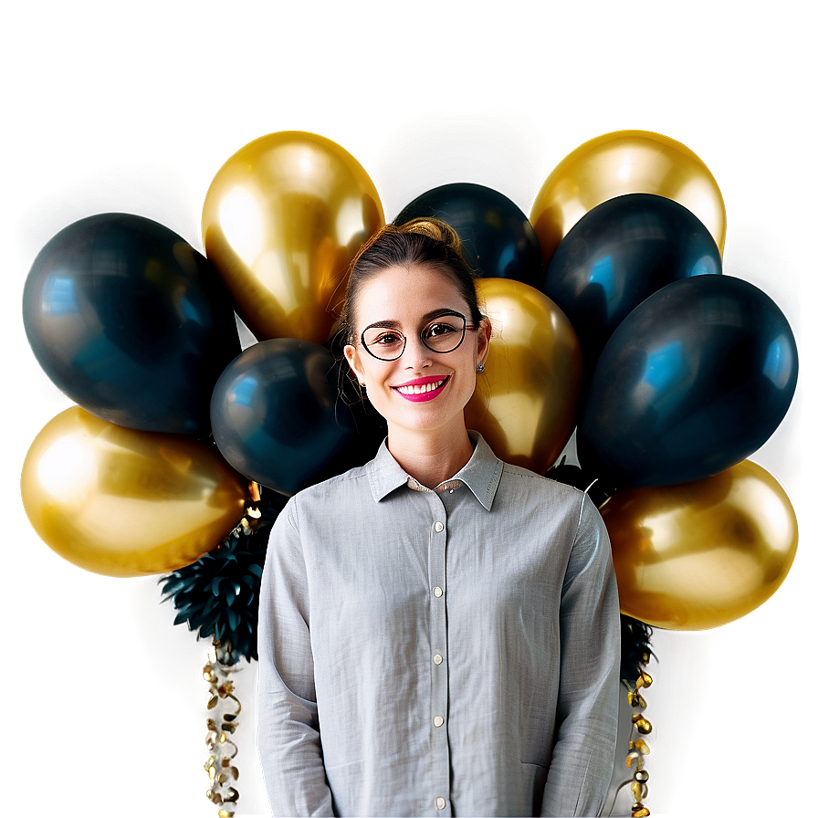 Black Gold Balloon Backdrop Png 15