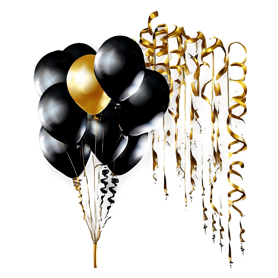 Black Gold Balloon Backdrop Png Xiv